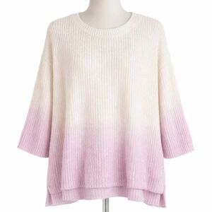 Ombre Ribbed Chunky Pullover Sweater Sz L Purple Boho Indie Cozy Lounge Coquette